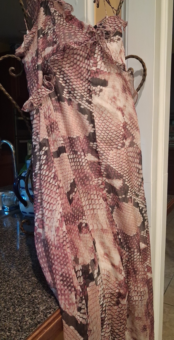 Reserved Snake-Print Maxi Skirt in Pink and Taupe